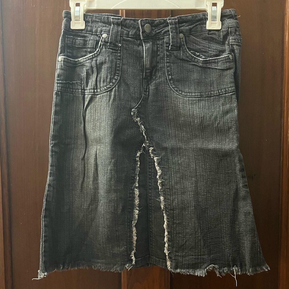 Vintage faded black denim skirt